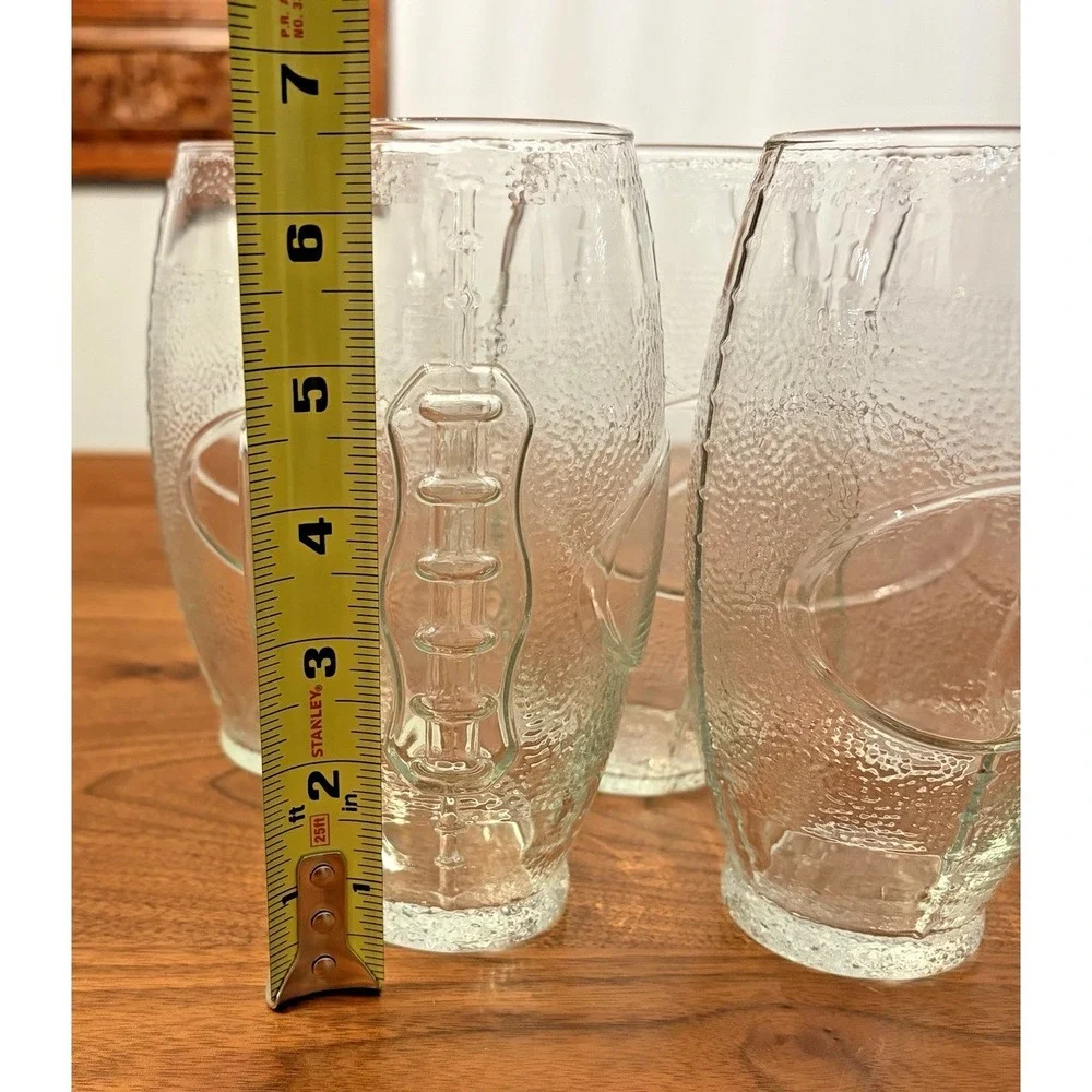 Set of 6 Libbey Football Shaped NFL Clear Beer Bar Glasses - Water Glass - 23oz